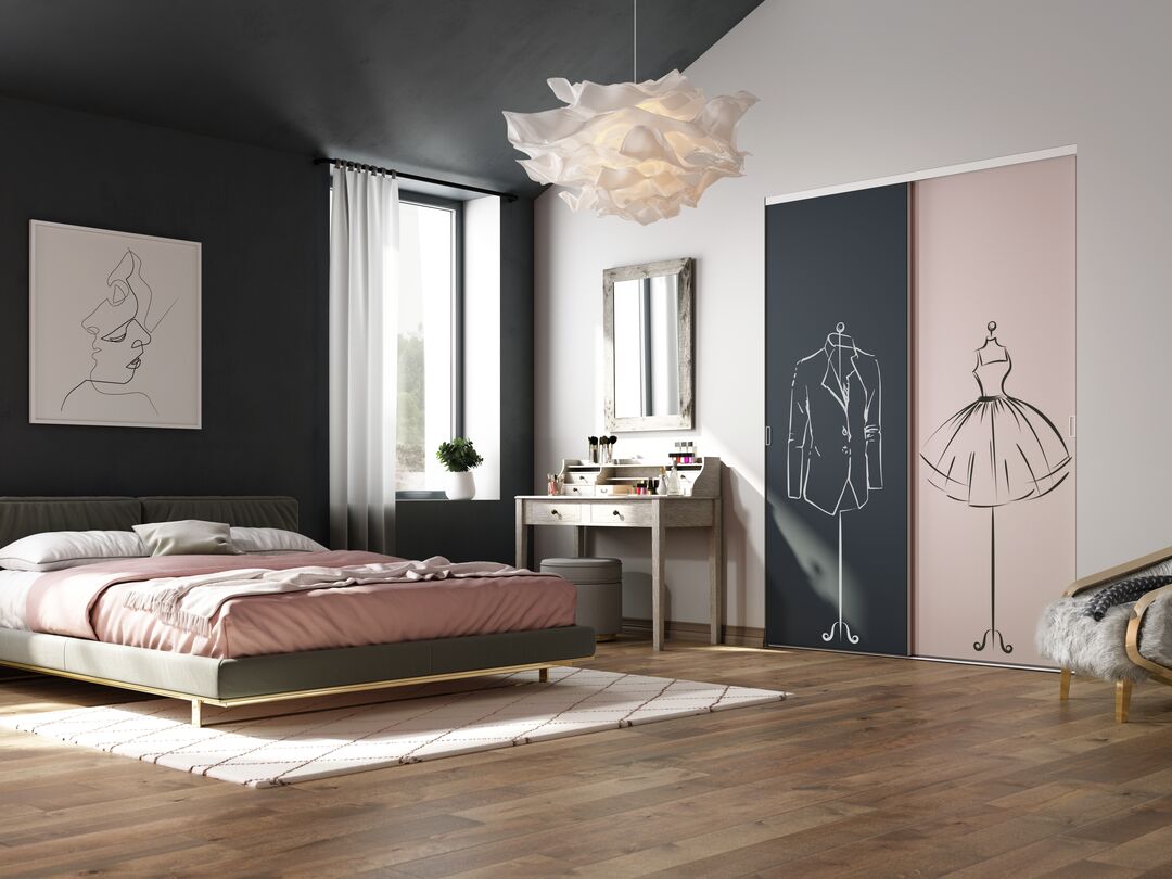 Chambre à la déco Authentique avec portes de placard sur-mesure Ykario