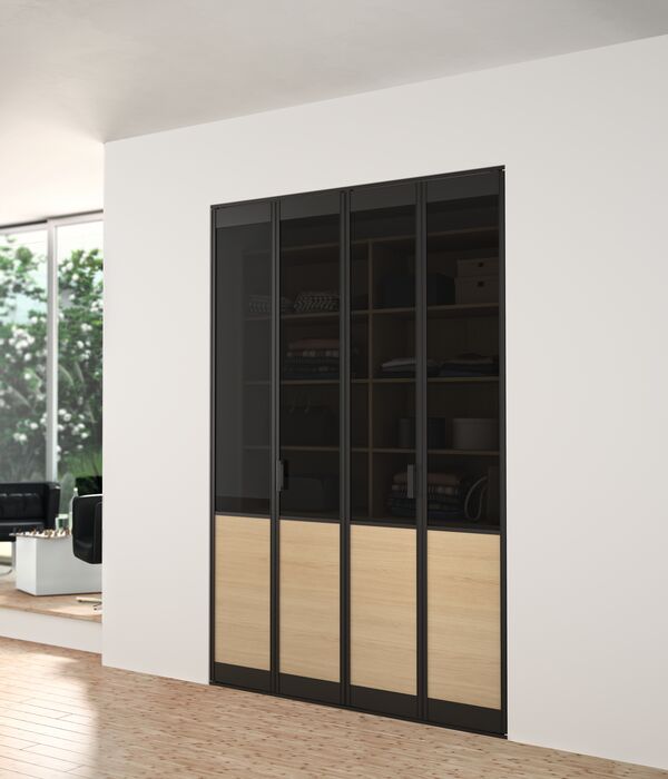 Porte de placard pliante simple sur-mesure Factory Manhattan d'YKARIO - porte double fermée