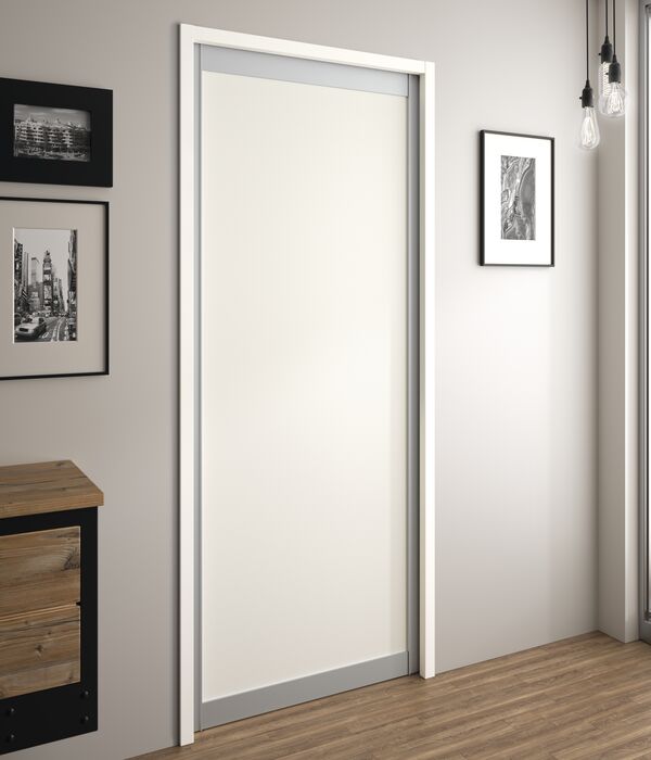 Porte coulissante de separation Classic blanc blanc standard d'YKARIO