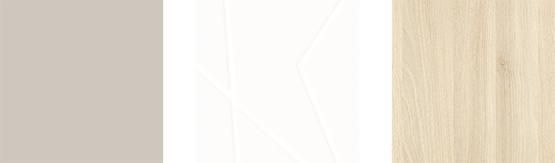 décors tourterelle soft, geométrik blanc et acacia crème